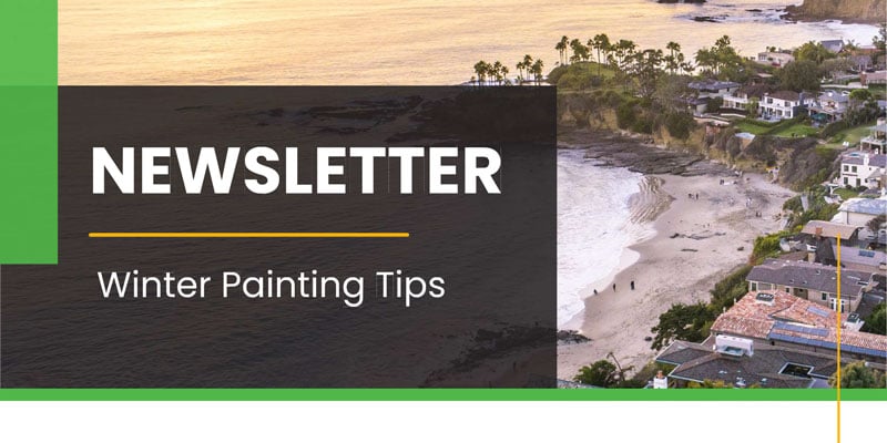Newsletter cover with winter painting tips.