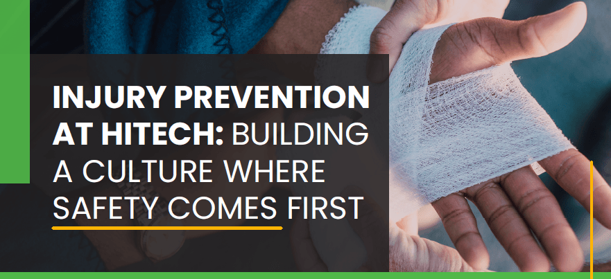 Hands being bandaged, text about injury prevention.