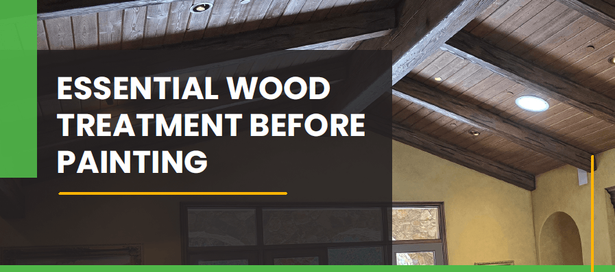 Wood ceiling with essential treatment advice text.