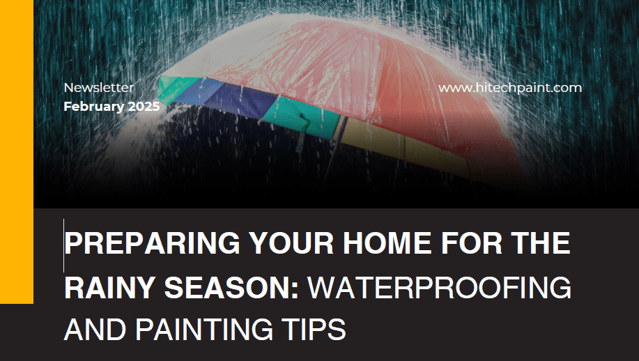 Umbrella under rain with waterproofing tips text.