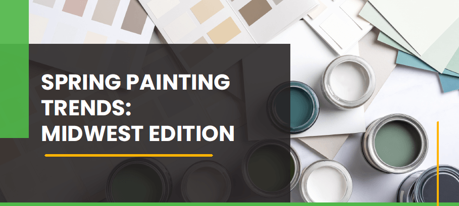 Paint cans and color swatches with text.